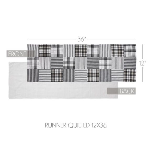 Farmhouse Patchwork Black Gray Plaid Stripe Table Runner Country Shabby Chic - Picture 4 of 4